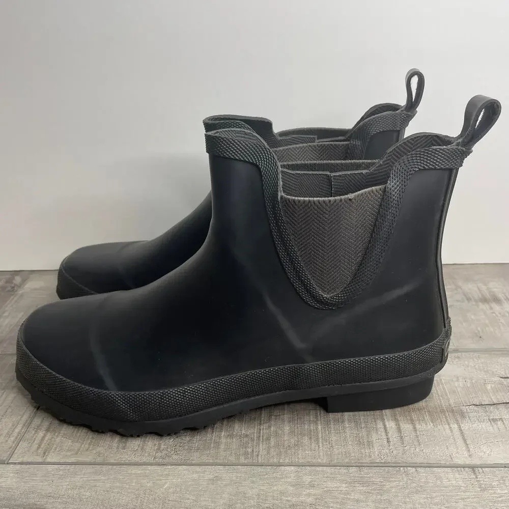 NWT CHAPS Matte Black Rubber Rain Boots AEVA BO RAI Sz 10 Slip On Low Top